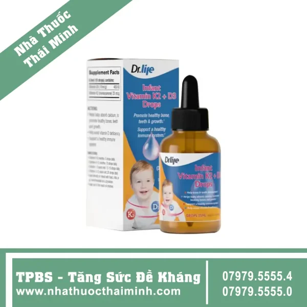 Drlife Infant Vitamin K2 + D3 Drops - Bổ Sung Vitamin D3 K2 Cho Bé